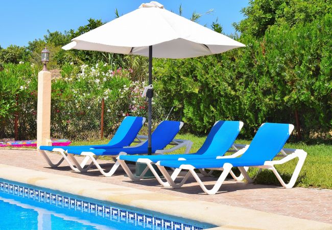 piscine à mallorca avec chaises longues  hamacs, piscine, été, luxe, vacances, etc.